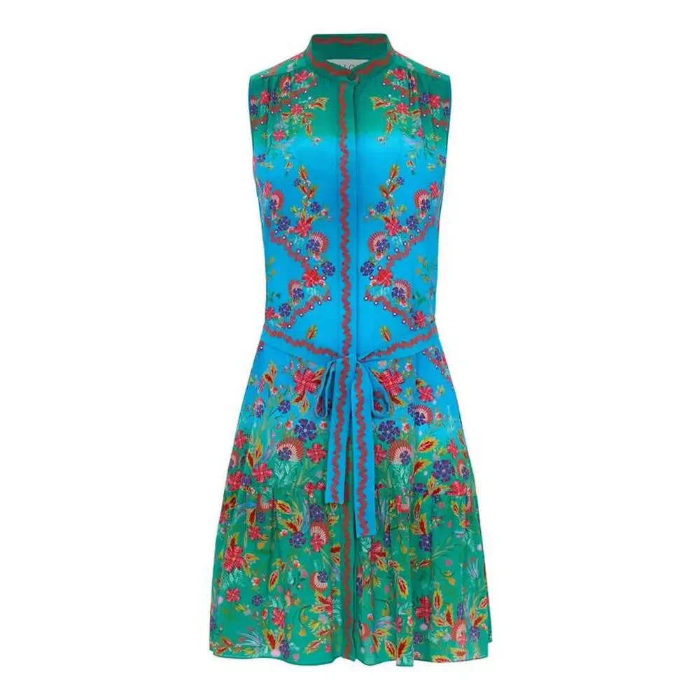 Saloni Tilly Sleeveless Silk Mini Dress Summer in Wreath 6 NWT Coastal Resort - Picture 7 of 8